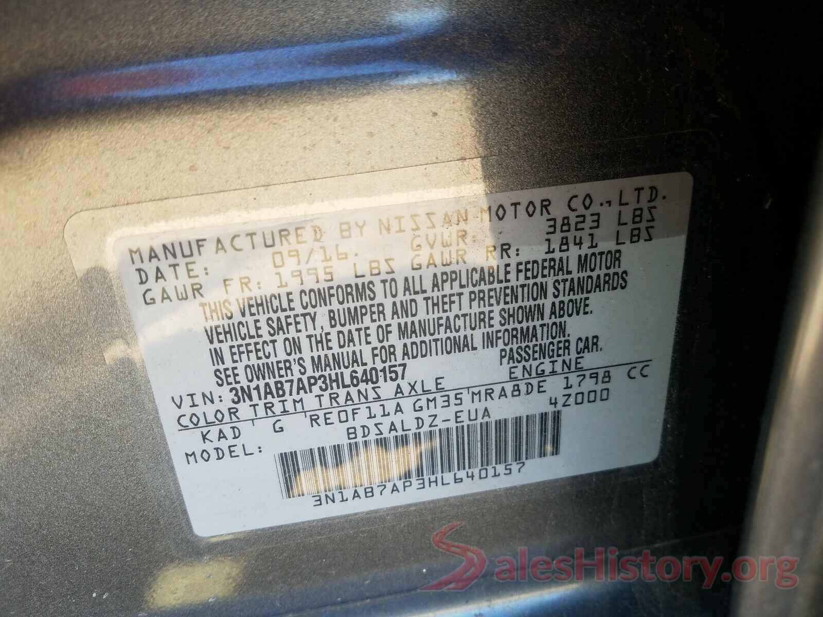 3N1AB7AP3HL640157 2017 NISSAN SENTRA