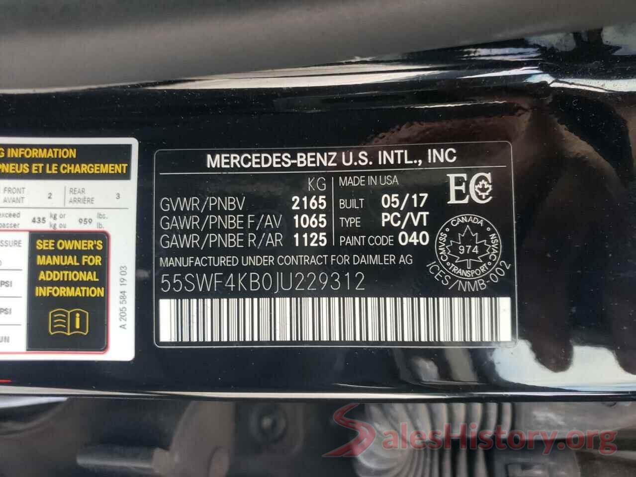 55SWF4KB0JU229312 2018 MERCEDES-BENZ C-CLASS