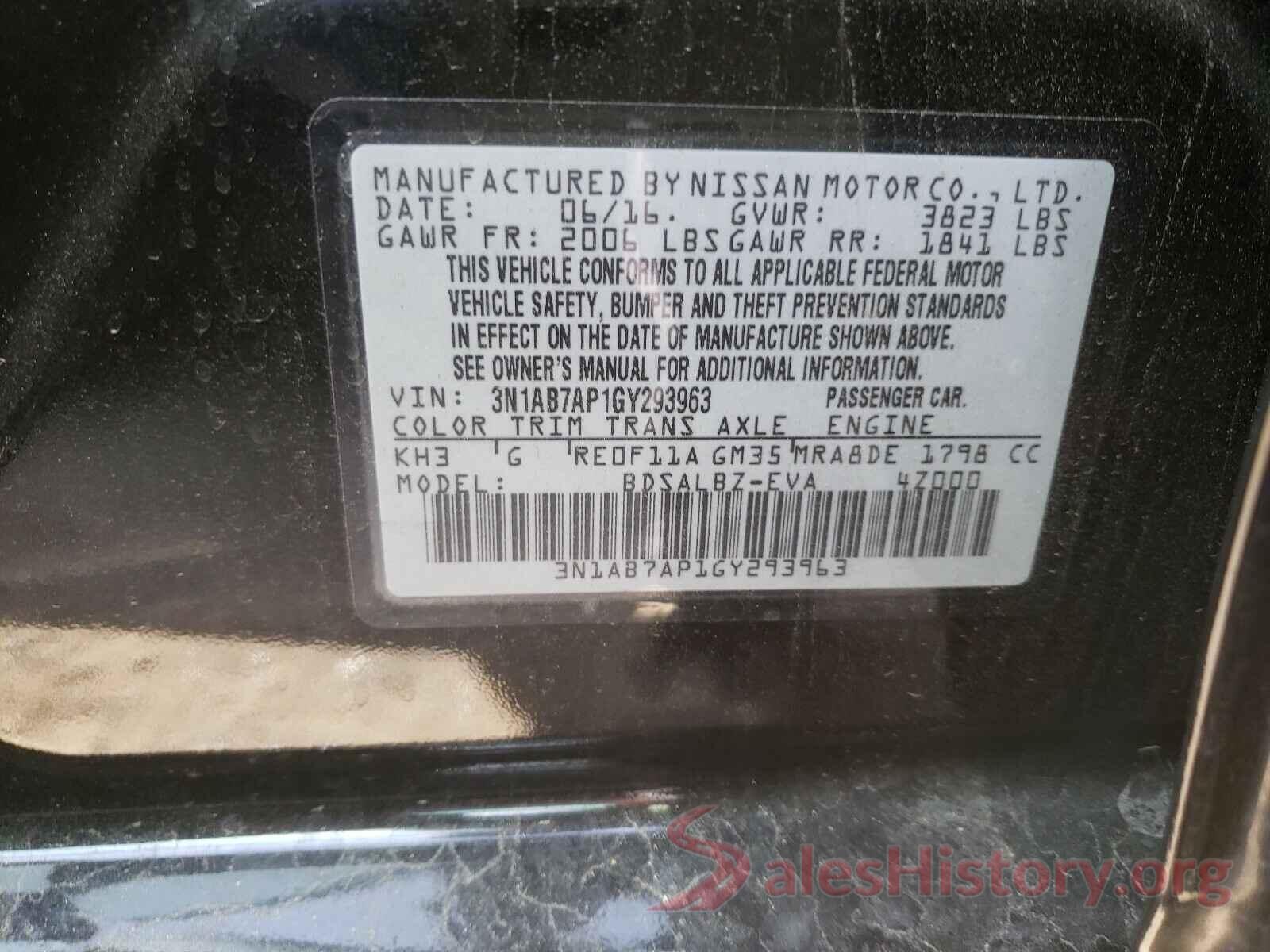 3N1AB7AP1GY293963 2016 NISSAN SENTRA