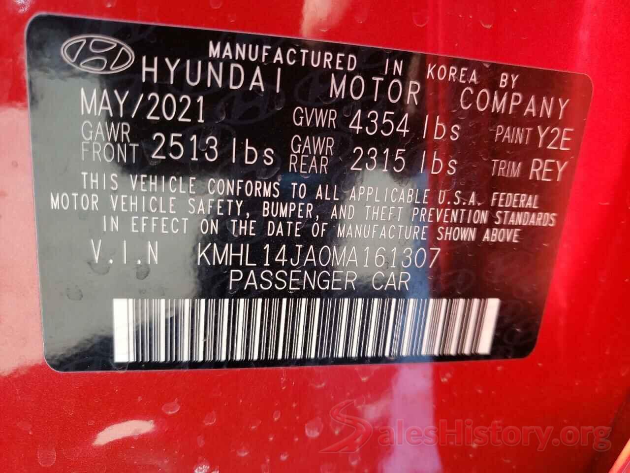 KMHL14JA0MA161307 2021 HYUNDAI SONATA