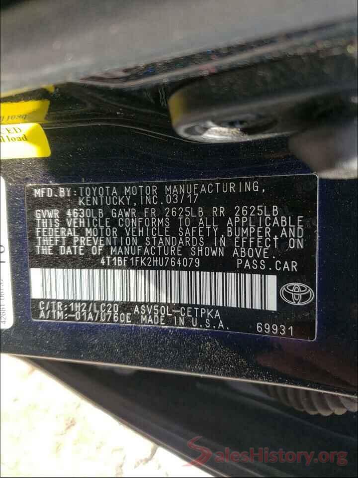 4T1BF1FK2HU764079 2017 TOYOTA CAMRY