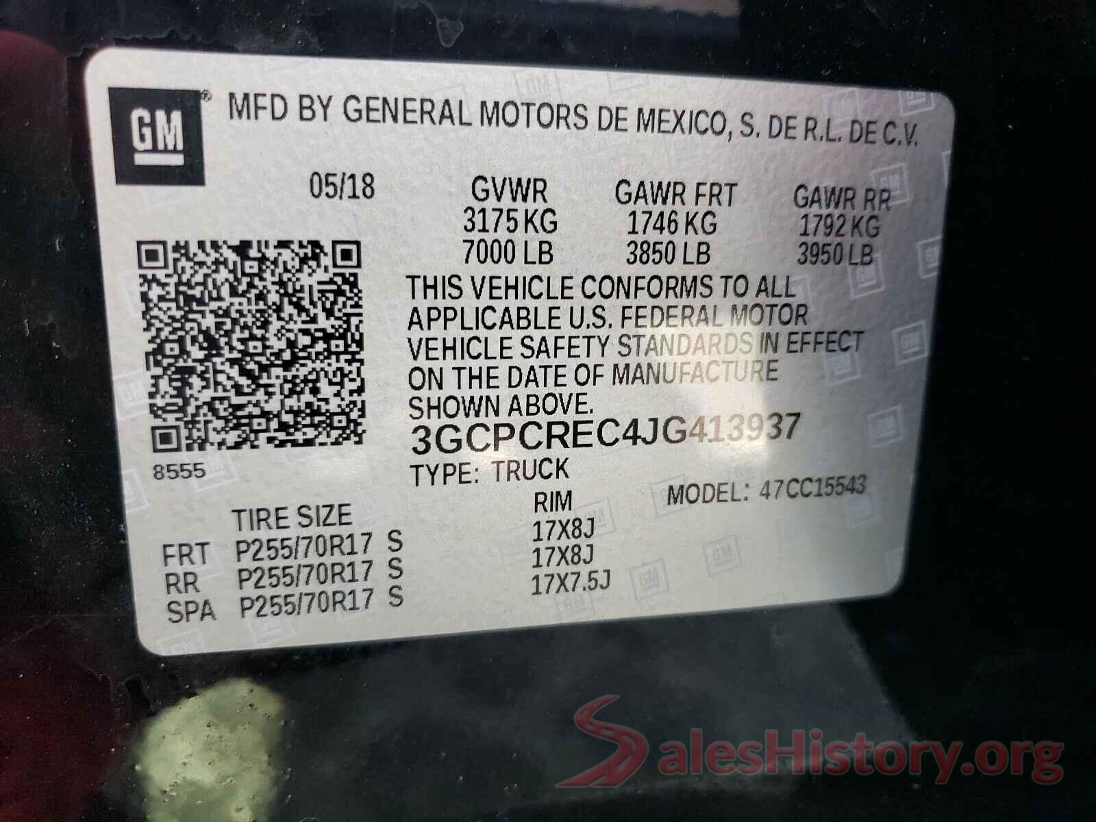 3GCPCREC4JG413937 2018 CHEVROLET SILVERADO