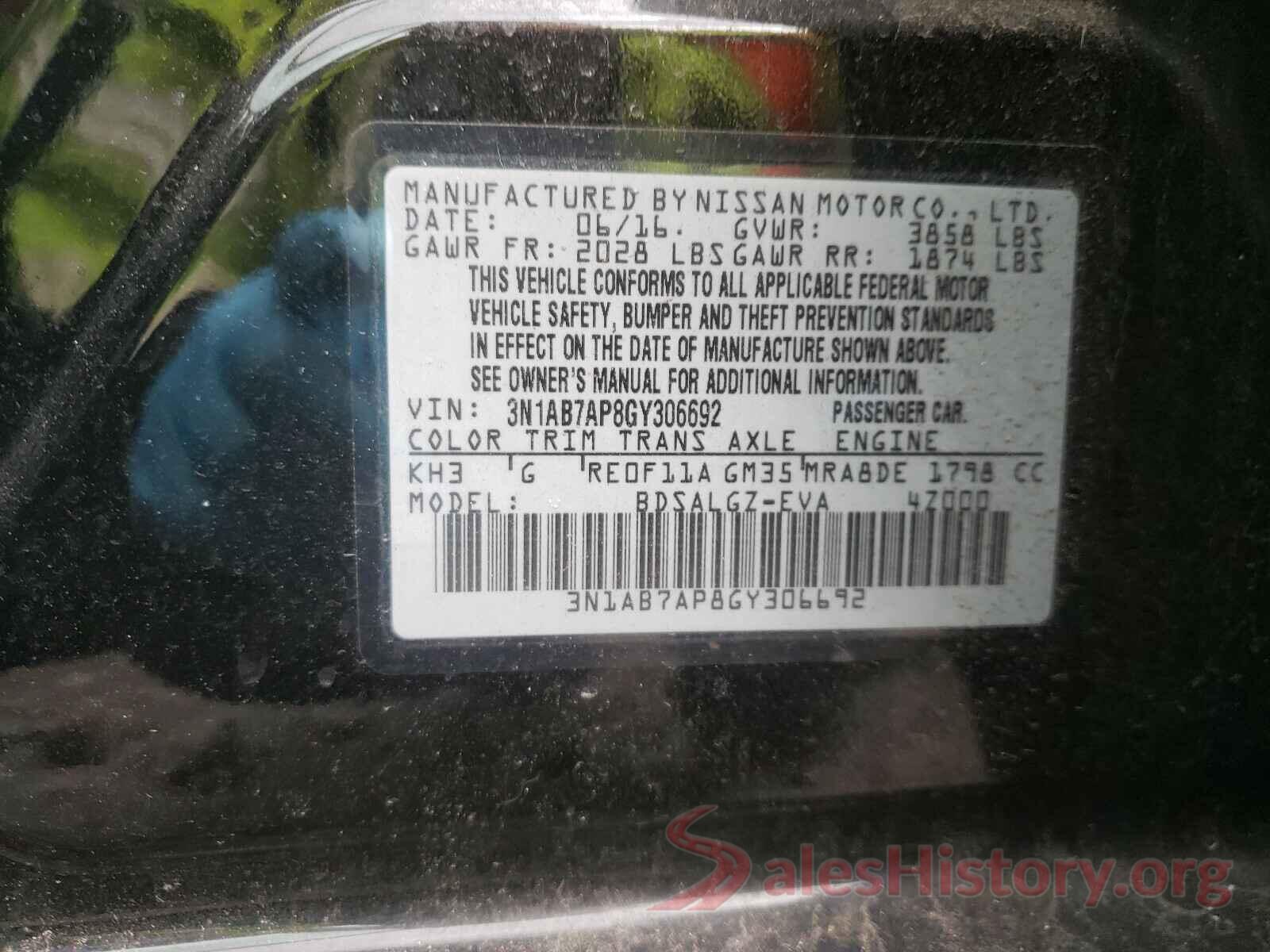 3N1AB7AP8GY306692 2016 NISSAN SENTRA