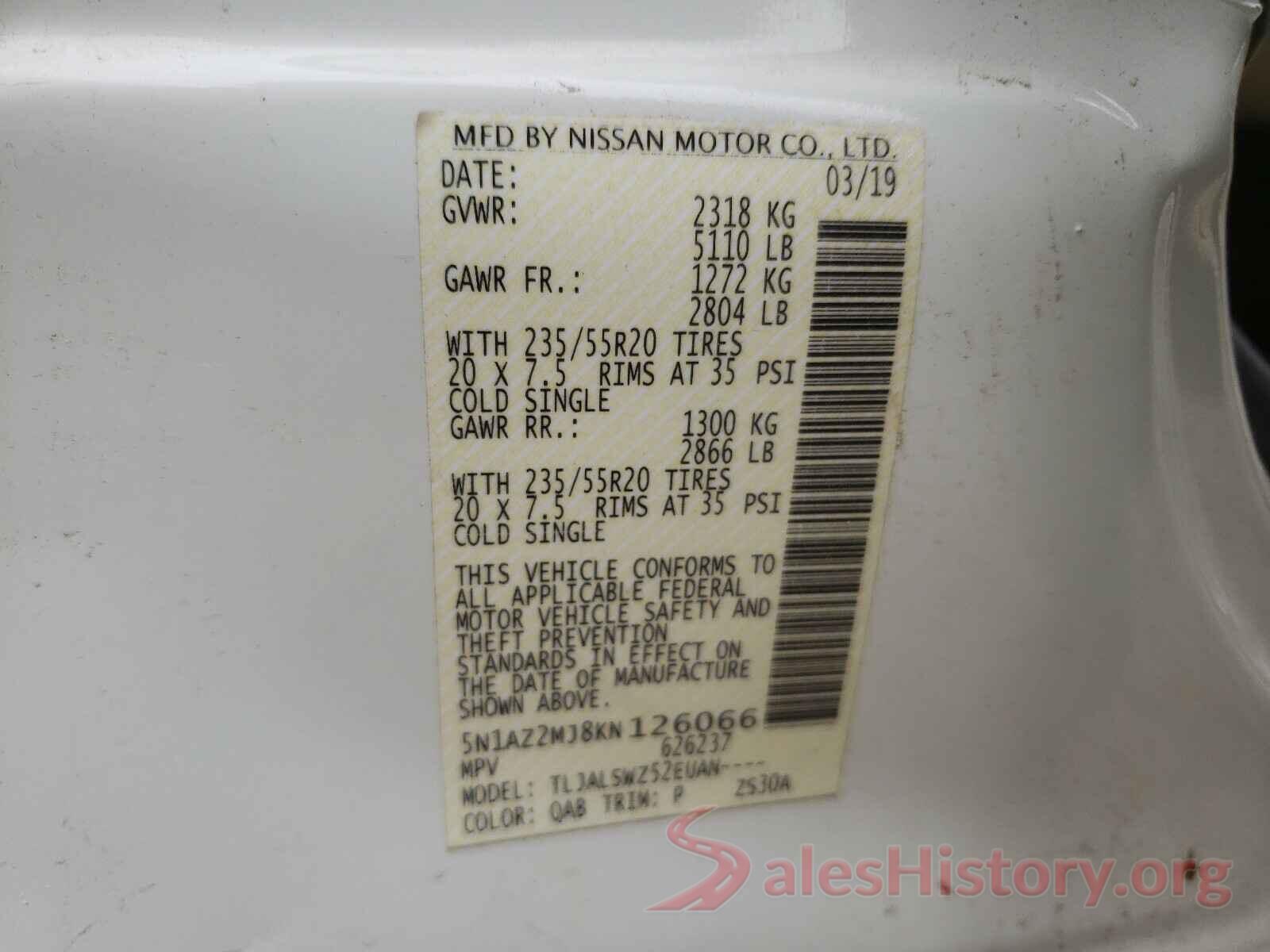 5N1AZ2MJ8KN126066 2019 NISSAN MURANO