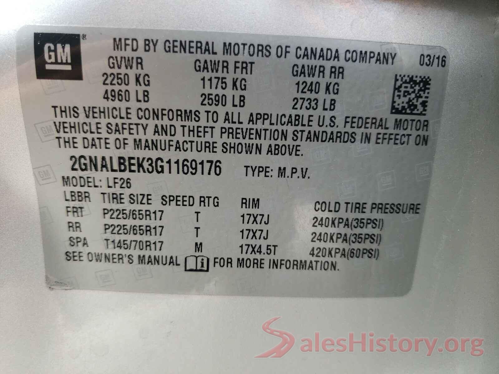 2GNALBEK3G1169176 2016 CHEVROLET EQUINOX