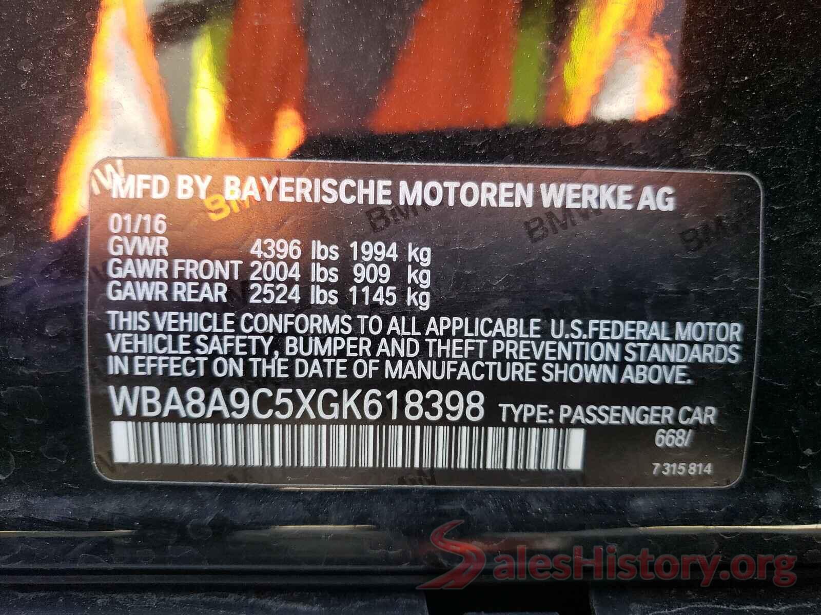 WBA8A9C5XGK618398 2016 BMW 3 SERIES