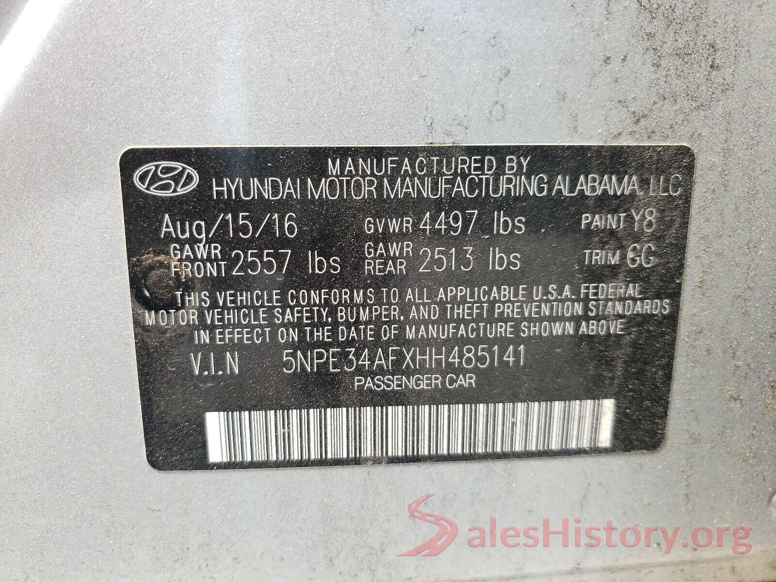 5NPE34AFXHH485141 2017 HYUNDAI SONATA