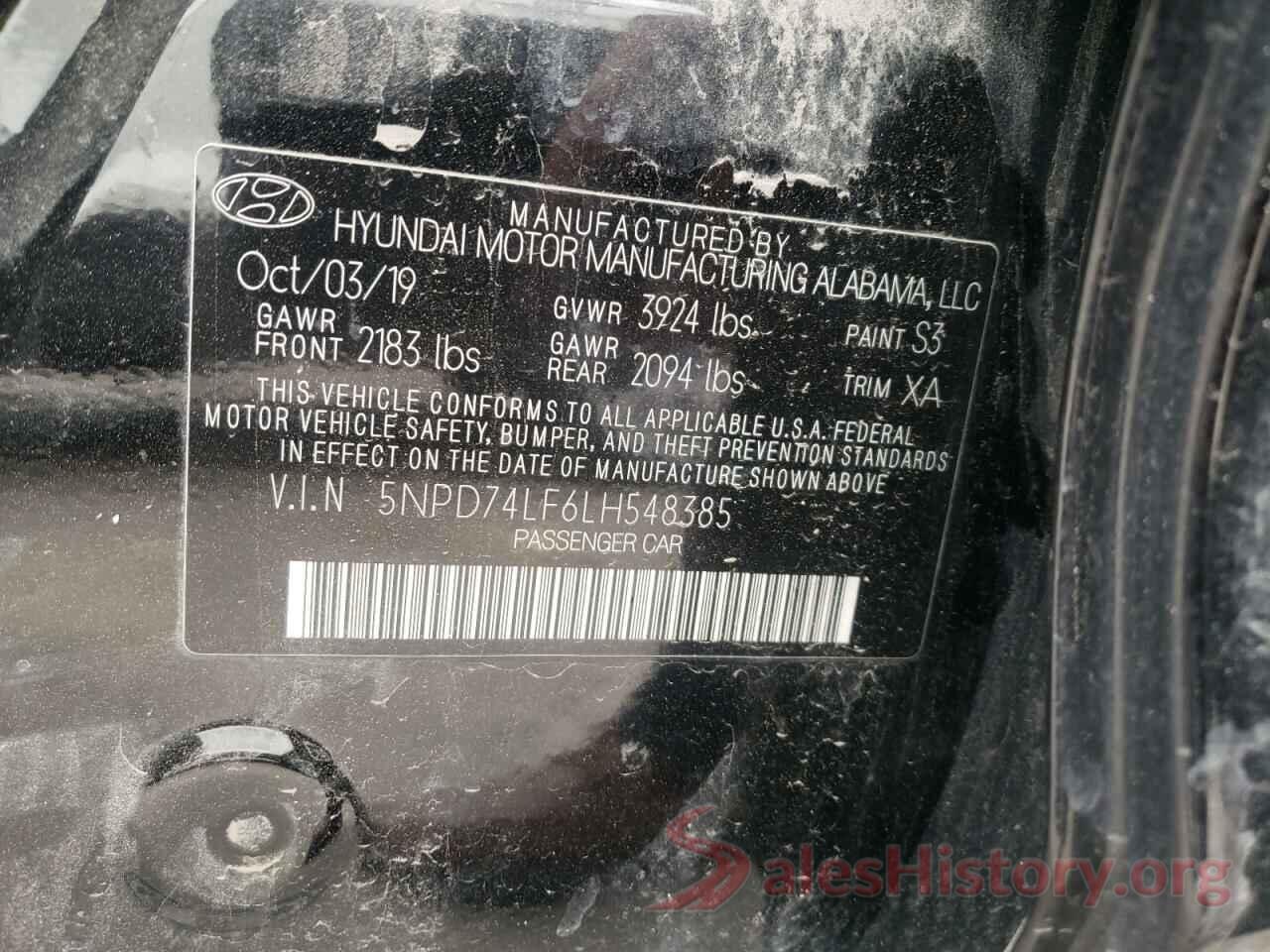 5NPD74LF6LH548385 2020 HYUNDAI ELANTRA