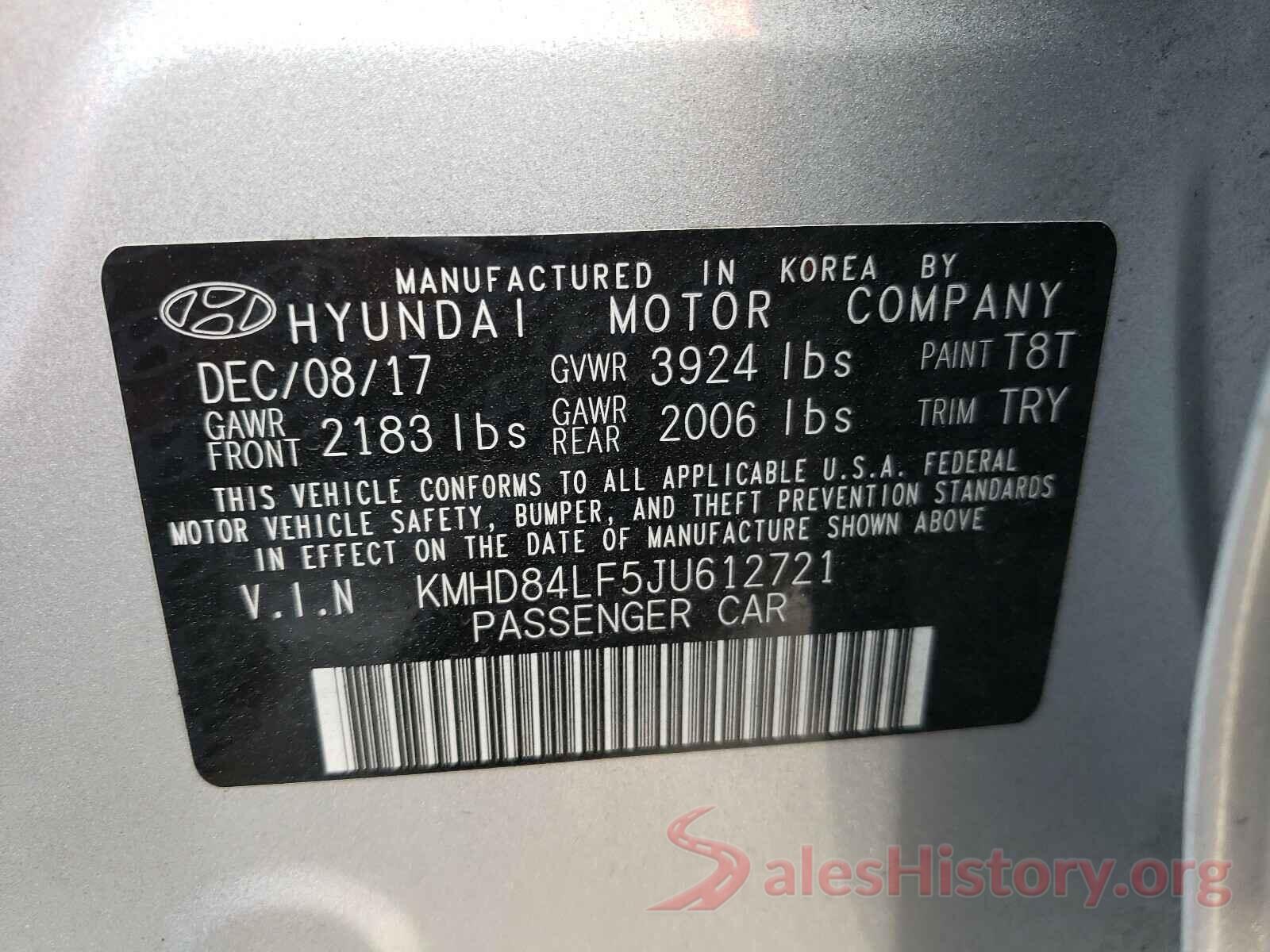 KMHD84LF5JU612721 2018 HYUNDAI ELANTRA