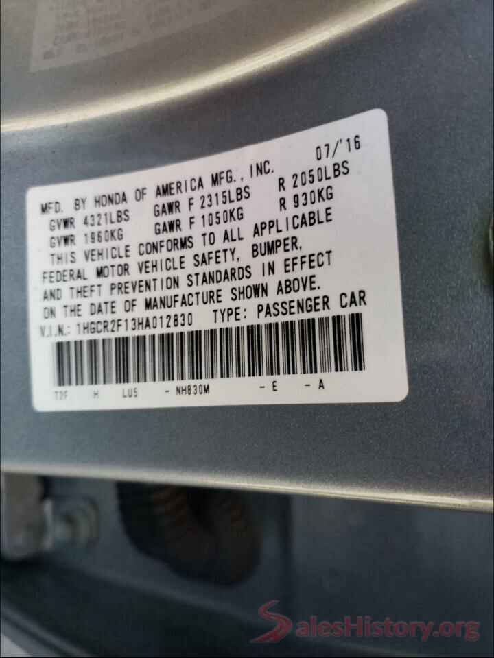 1HGCR2F13HA012830 2017 HONDA ACCORD