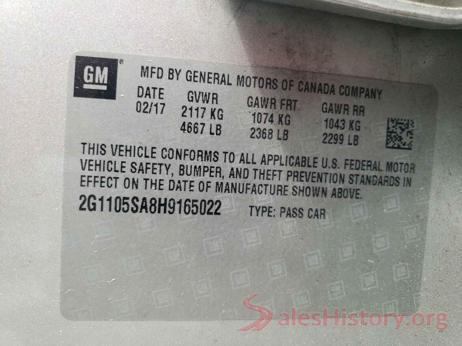 2G1105SA8H9165022 2017 CHEVROLET IMPALA