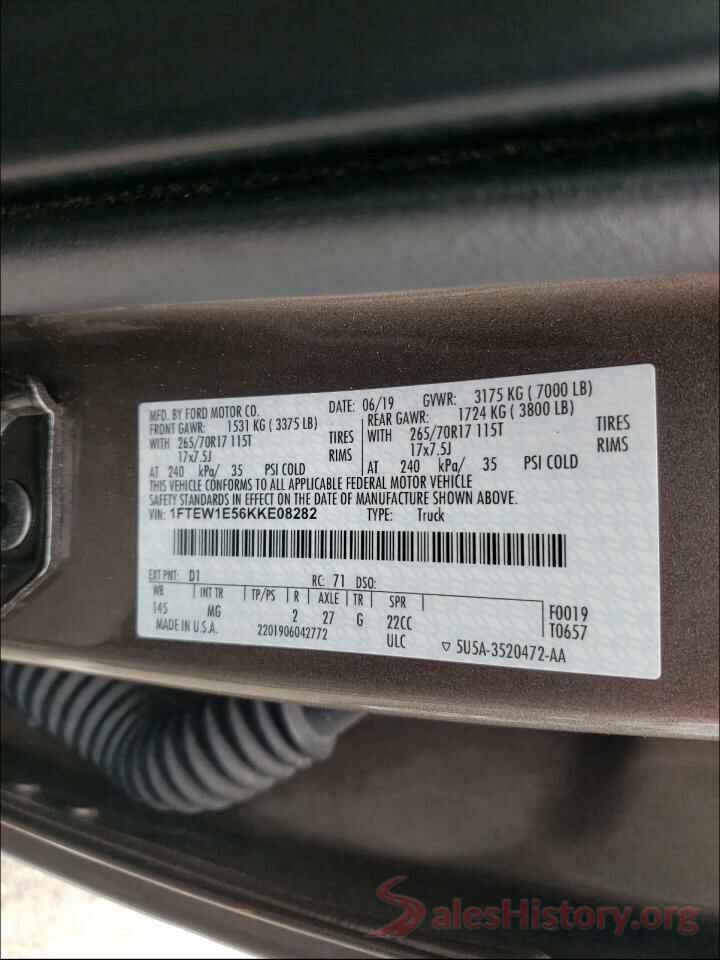 1FTEW1E56KKE08282 2019 FORD F150