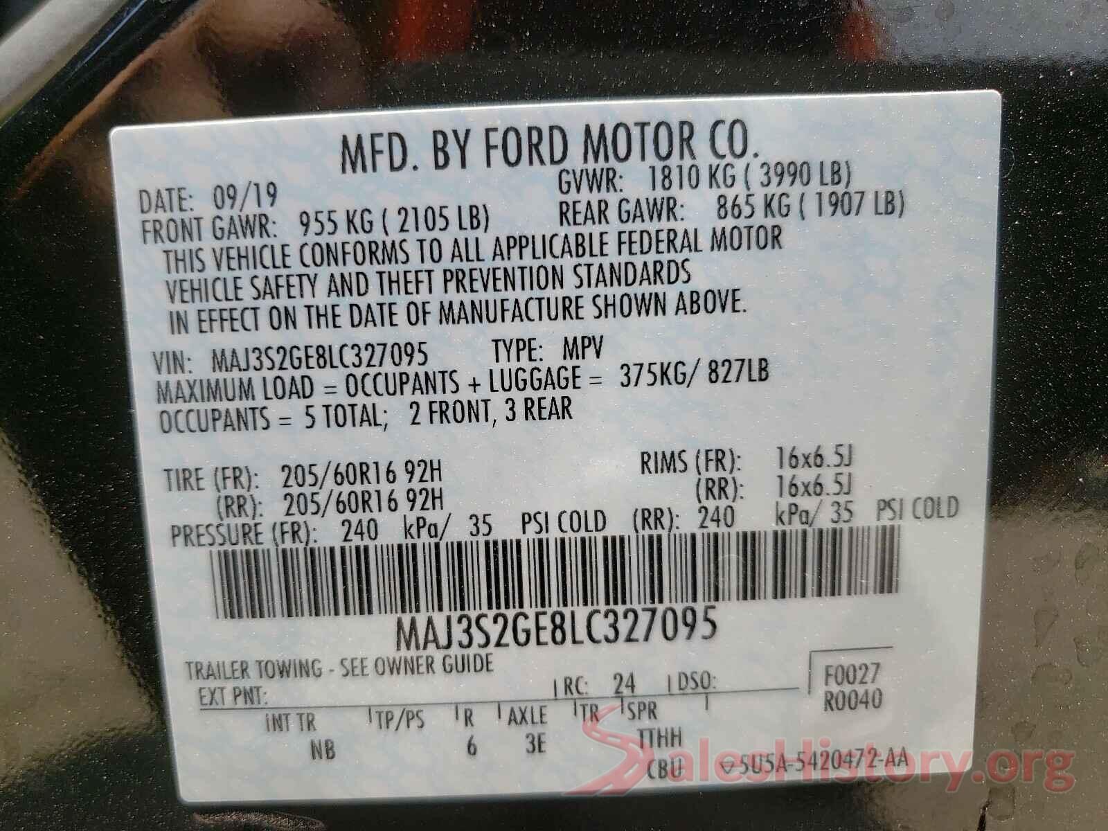 MAJ3S2GE8LC327095 2020 FORD ALL OTHER