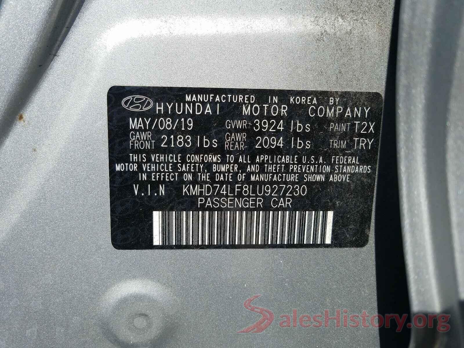 KMHD74LF8LU927230 2020 HYUNDAI ELANTRA