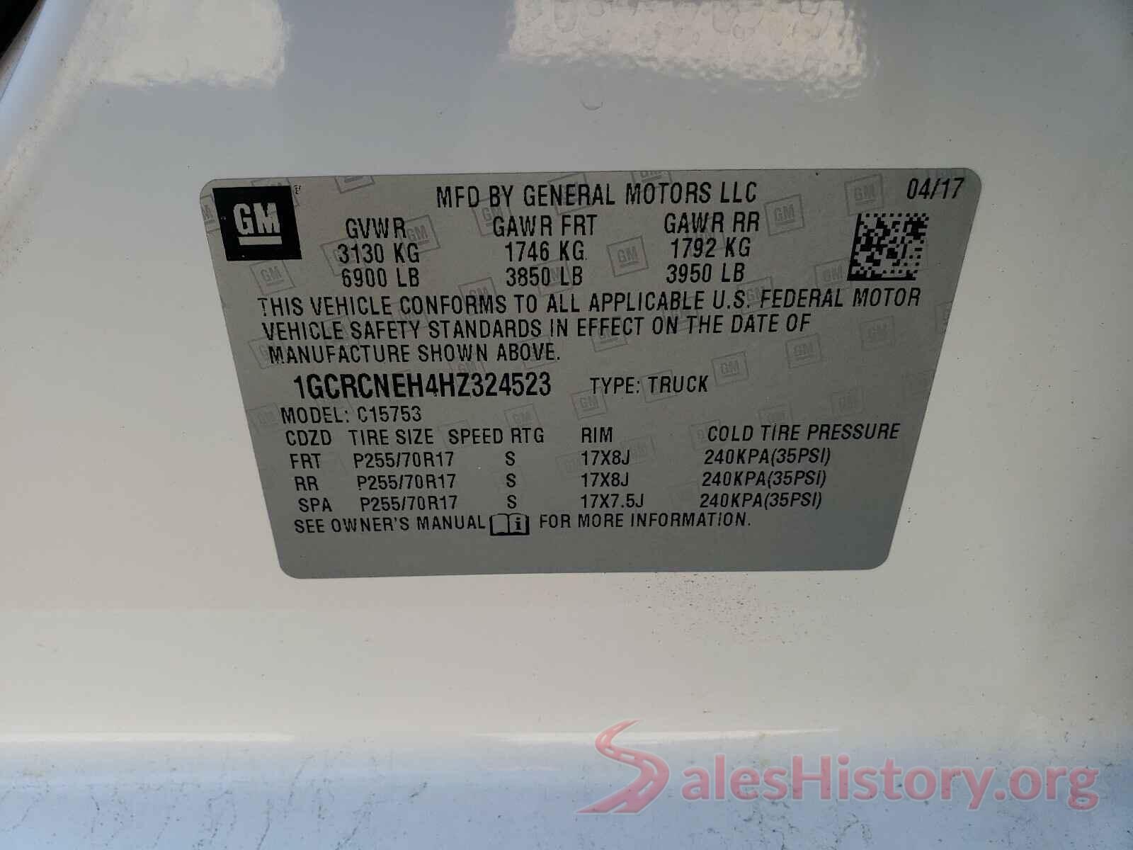 1GCRCNEH4HZ324523 2017 CHEVROLET SILVERADO