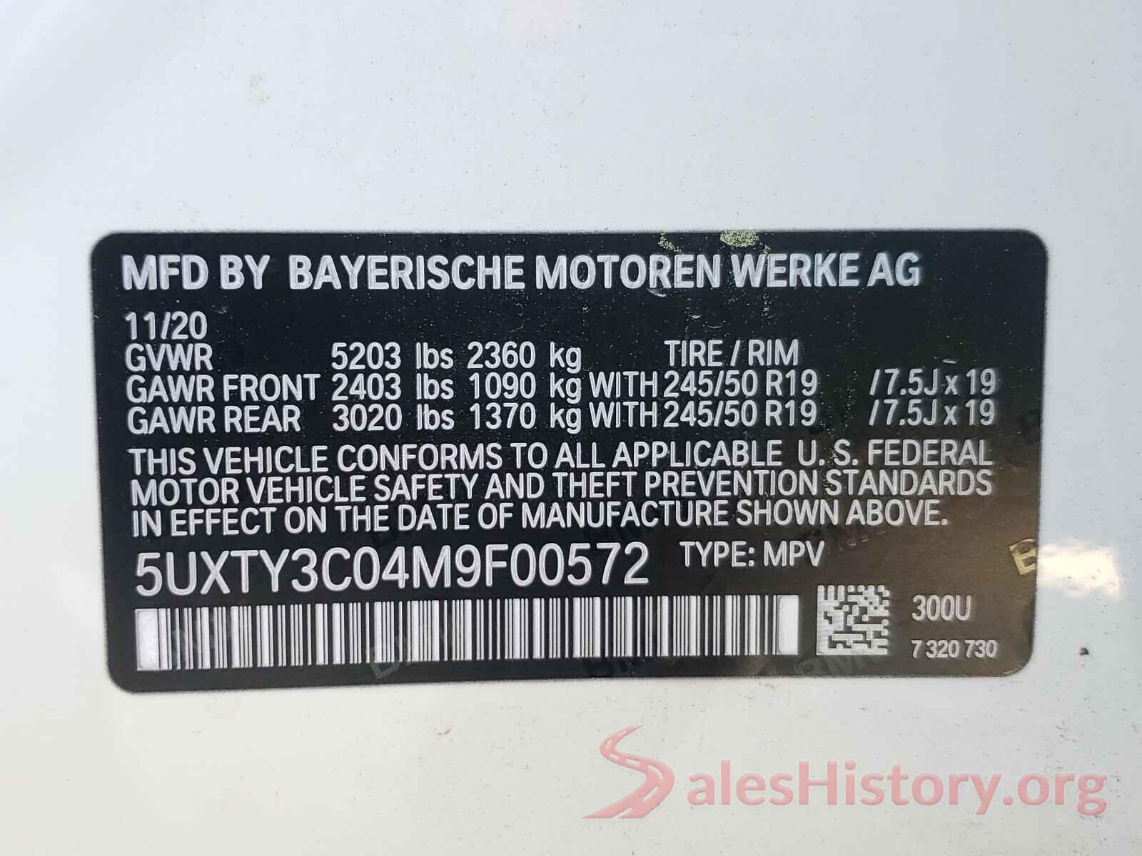 5UXTY3C04M9F00572 2021 BMW X3