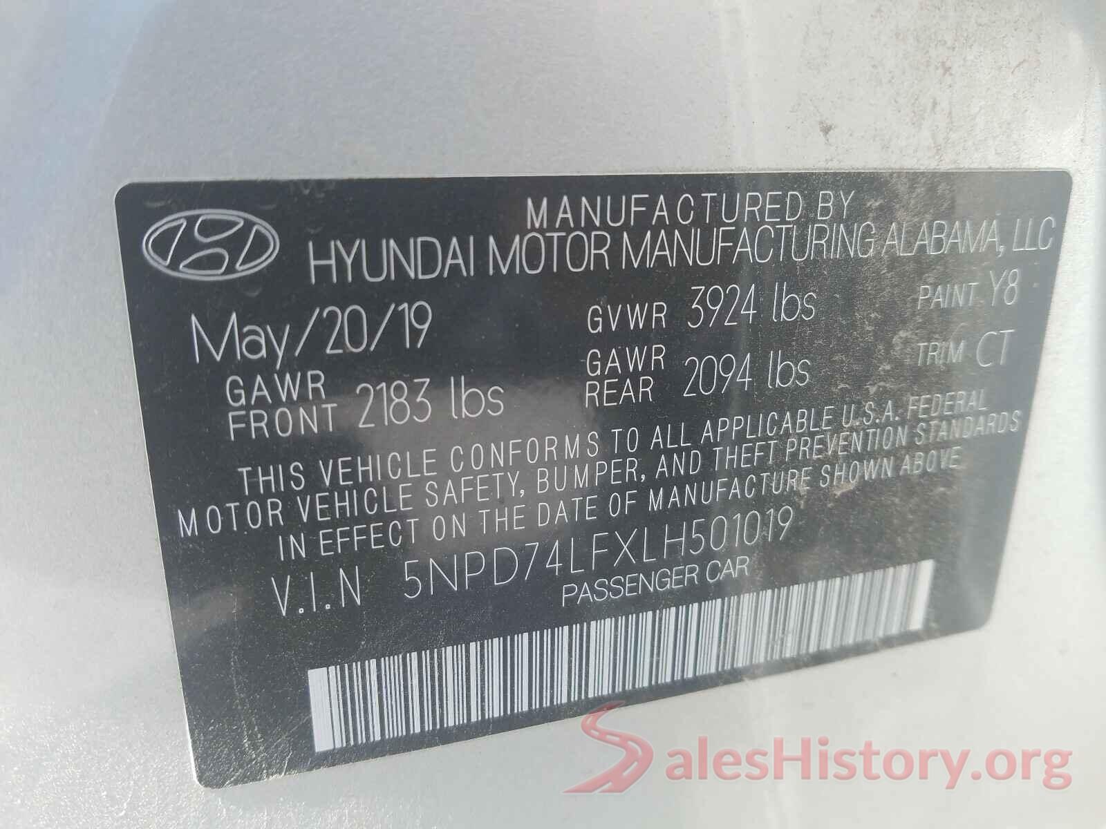 5NPD74LFXLH501019 2020 HYUNDAI ELANTRA