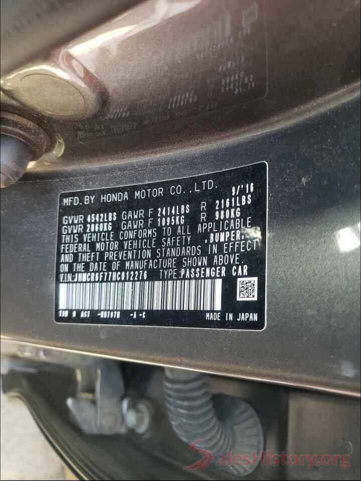 JHMCR6F77HC012276 2017 HONDA ACCORD