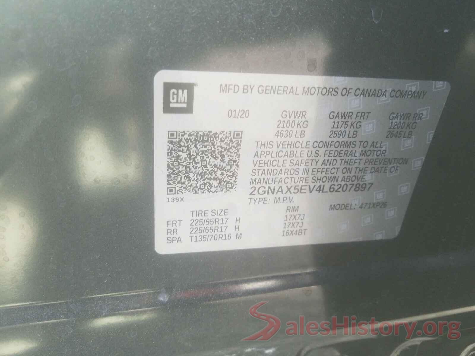 2GNAX5EV4L6207897 2020 CHEVROLET EQUINOX