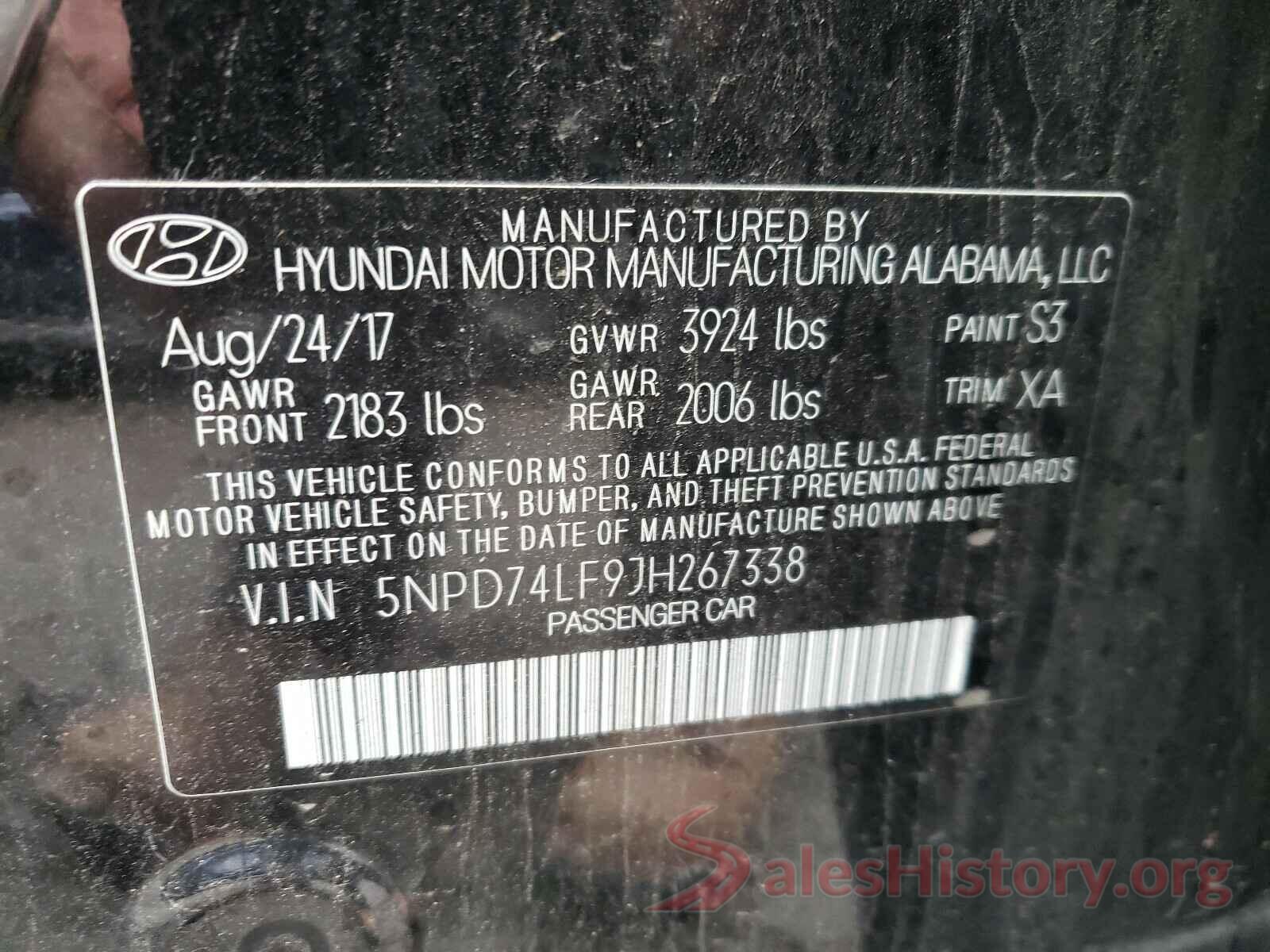 5NPD74LF9JH267338 2018 HYUNDAI ELANTRA