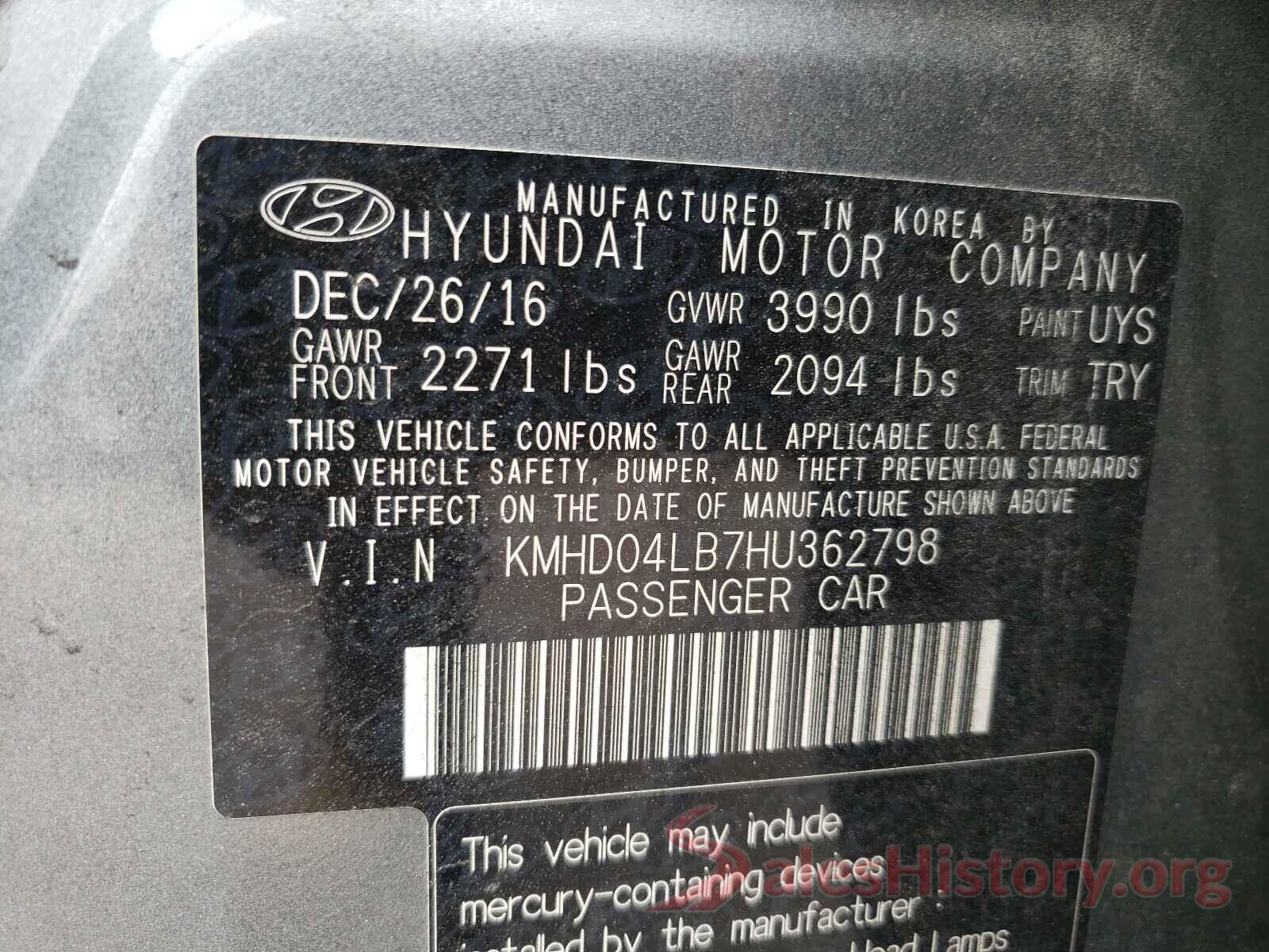 KMHD04LB7HU362798 2017 HYUNDAI ELANTRA