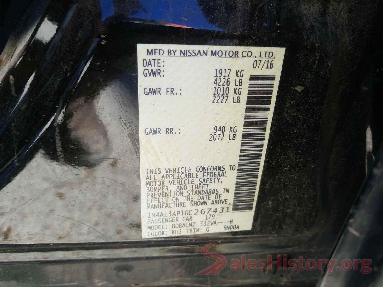 1N4AL3AP1GC267431 2016 NISSAN ALTIMA