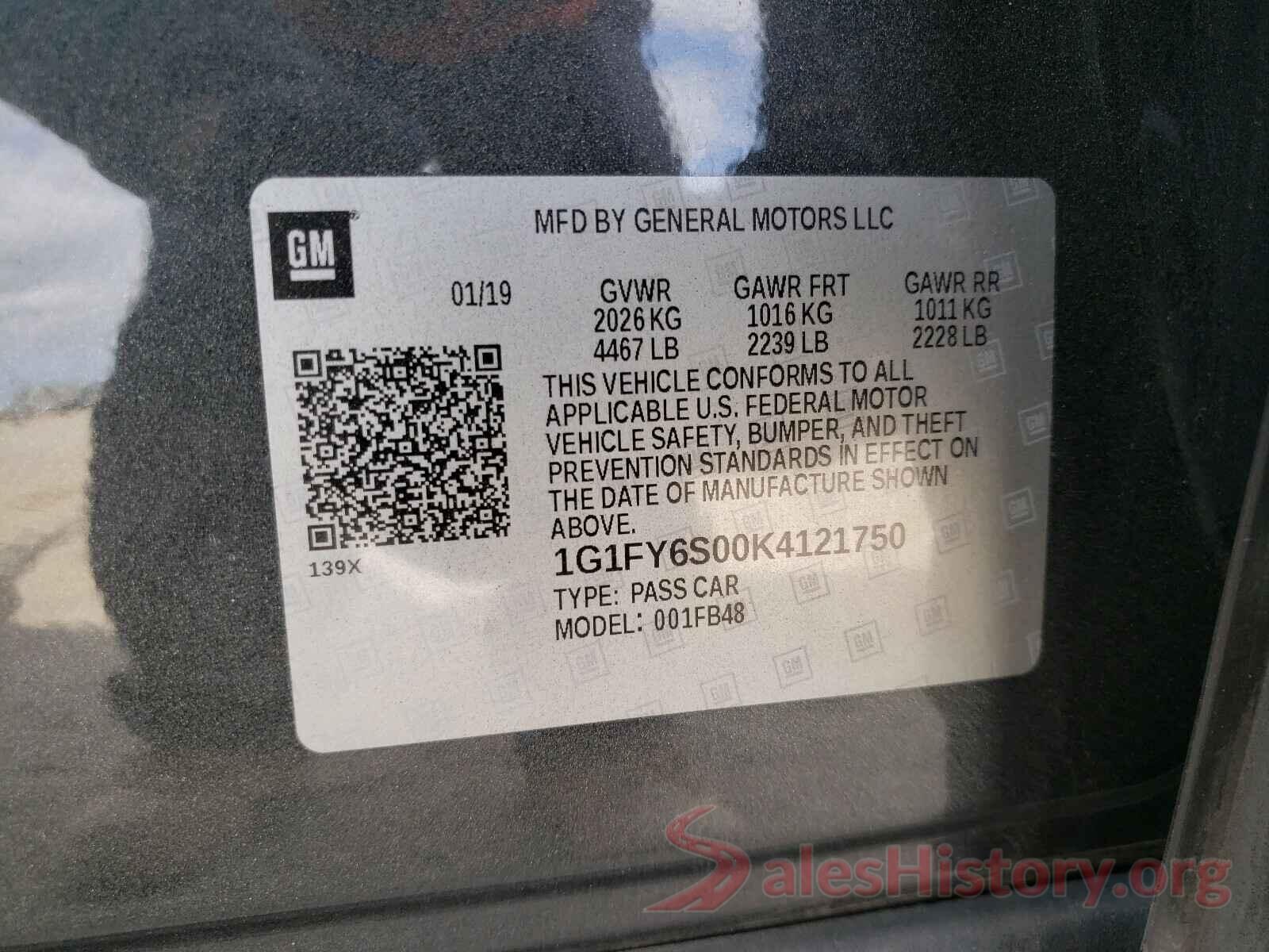 1G1FY6S00K4121750 2019 CHEVROLET BOLT