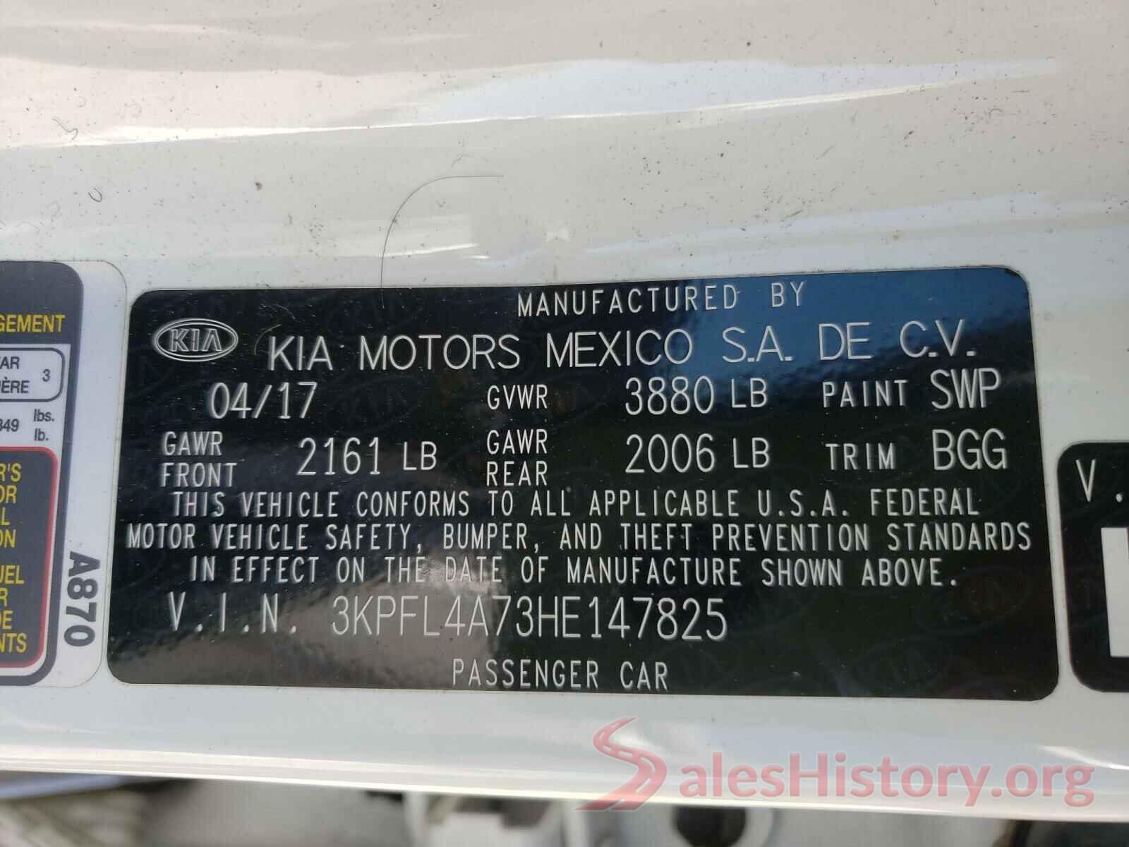 3KPFL4A73HE147825 2017 KIA FORTE