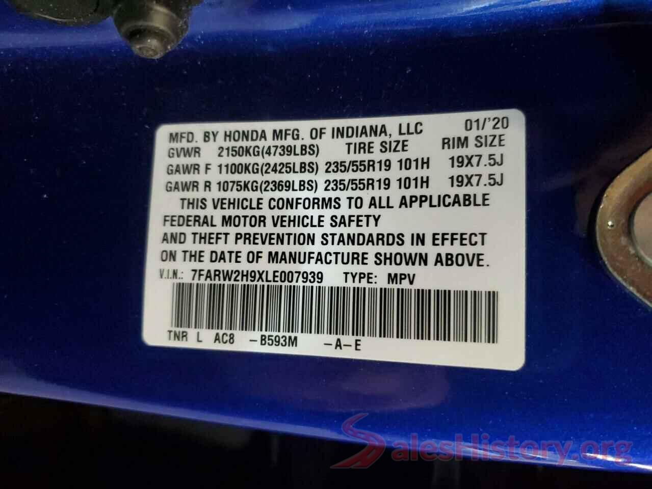 7FARW2H9XLE007939 2020 HONDA CRV