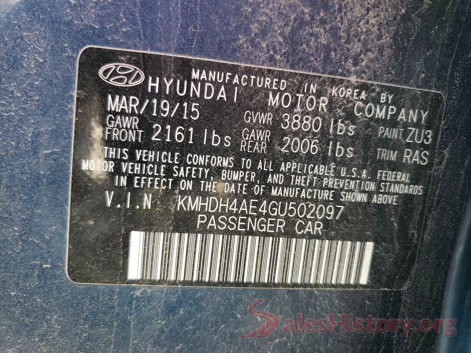 KMHDH4AE4GU502097 2016 HYUNDAI ELANTRA