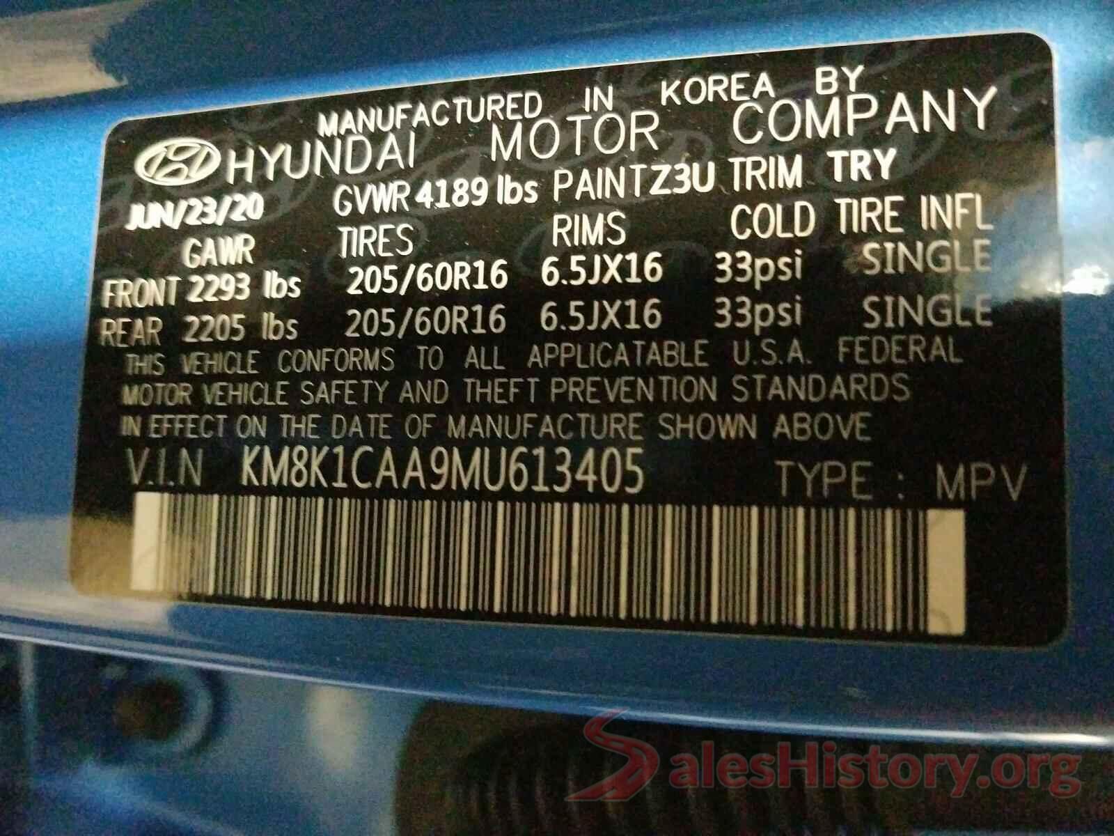 KM8K1CAA9MU613405 2021 HYUNDAI KONA