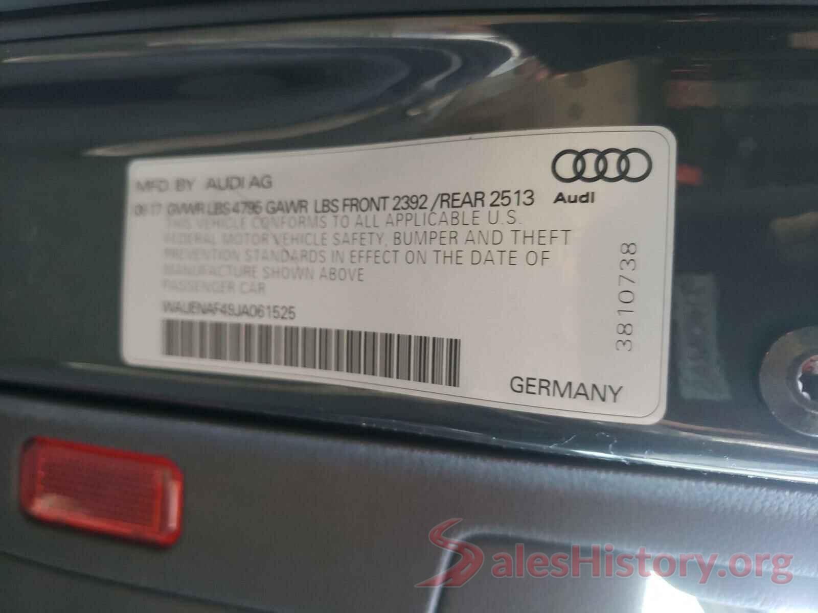 WAUENAF49JA061525 2018 AUDI A4