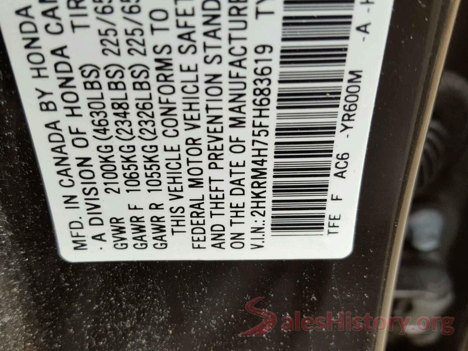 2HKRM4H75FH683619 2015 HONDA CR-V EXL