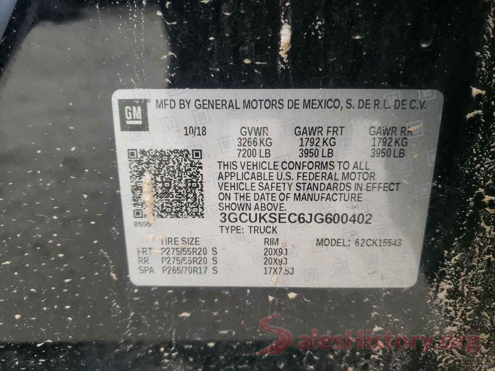 3GCUKSEC6JG600402 2018 CHEVROLET SILVERADO