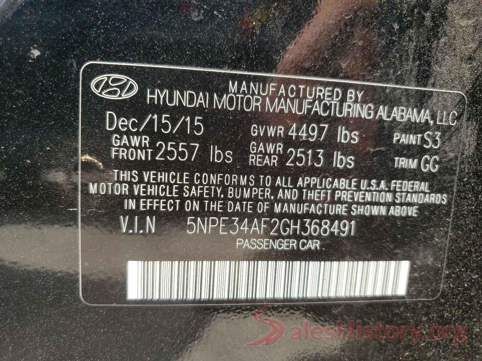 5NPE34AF2GH368491 2016 HYUNDAI SONATA