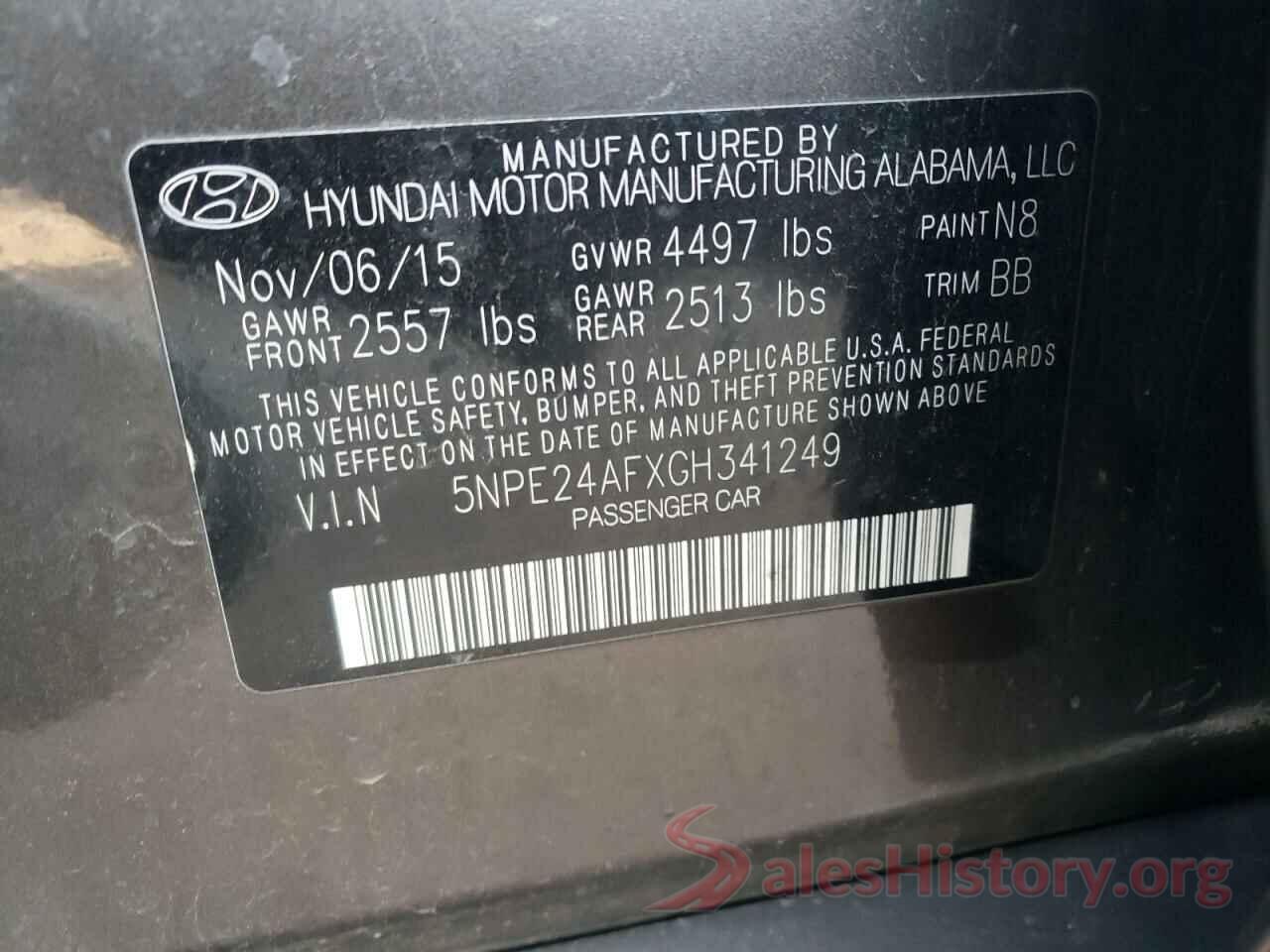 5NPE24AFXGH341249 2016 HYUNDAI SONATA