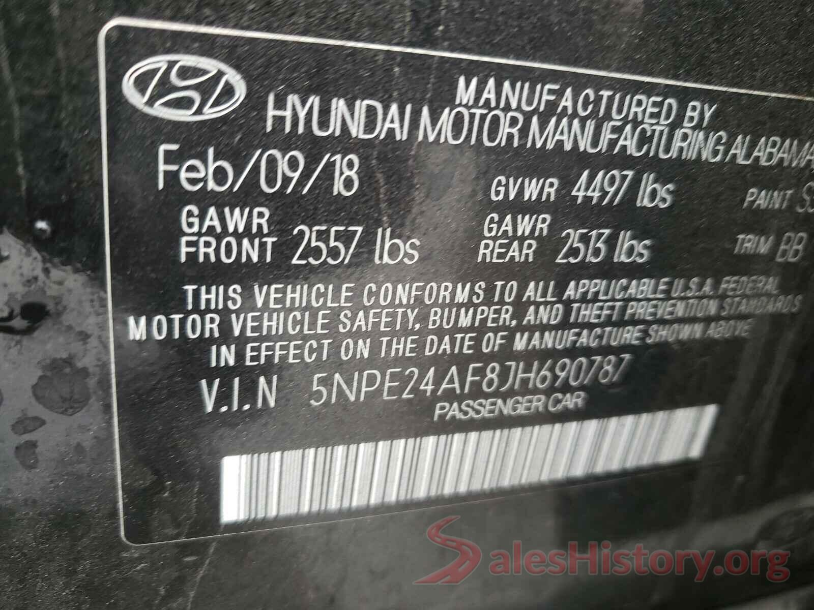 5NPE24AF8JH690787 2018 HYUNDAI SONATA