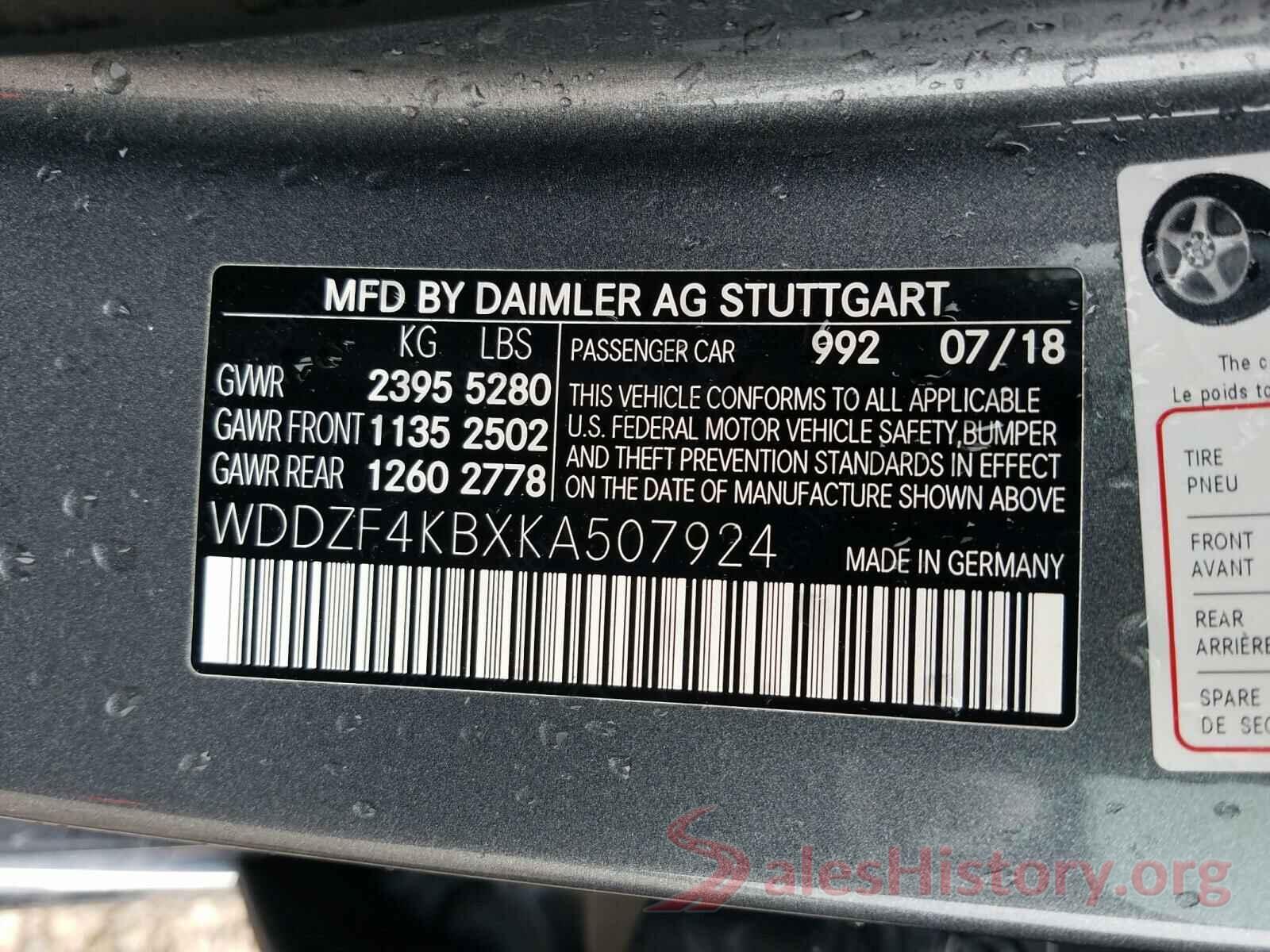 WDDZF4KBXKA507924 2019 MERCEDES-BENZ E CLASS