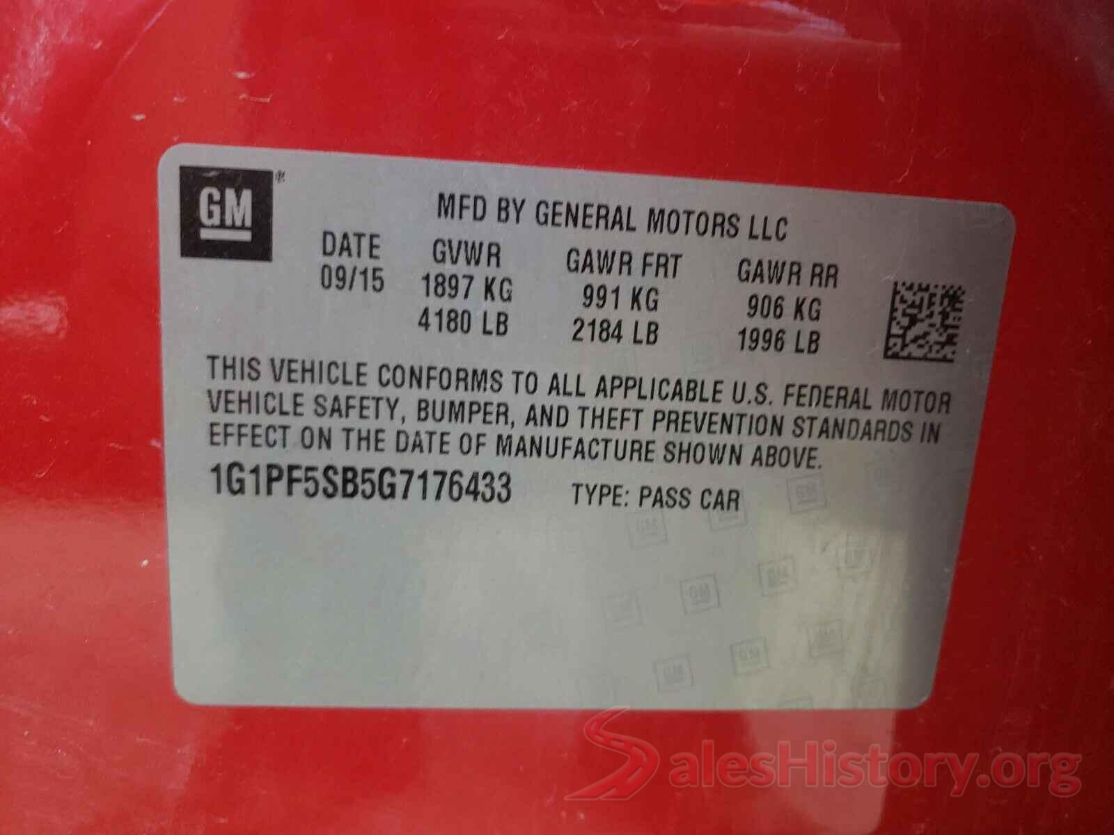 1G1PF5SB5G7176433 2016 CHEVROLET CRUZE