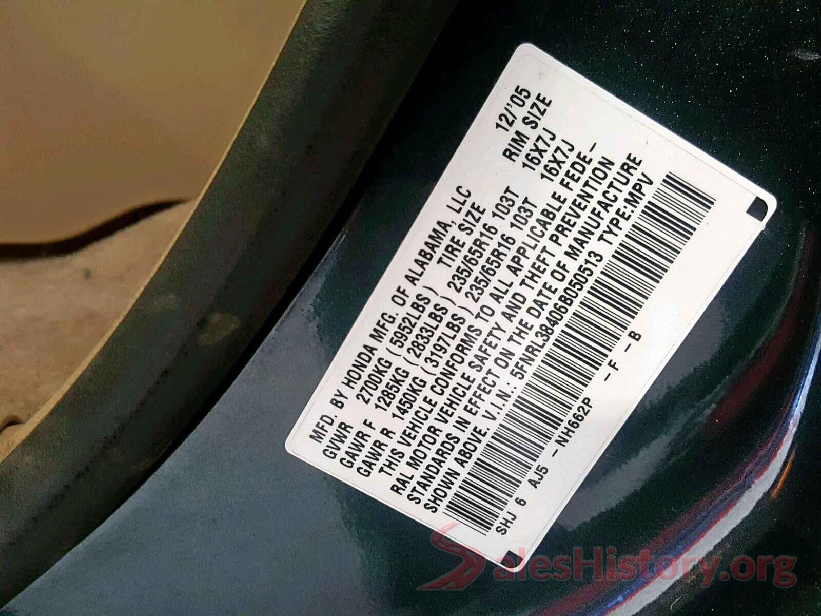 5FNRL38406B050513 2006 HONDA ODYSSEY EX