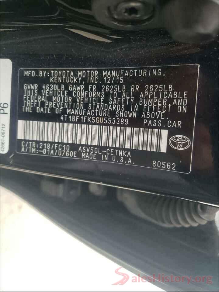 4T1BF1FK5GU553389 2016 TOYOTA CAMRY