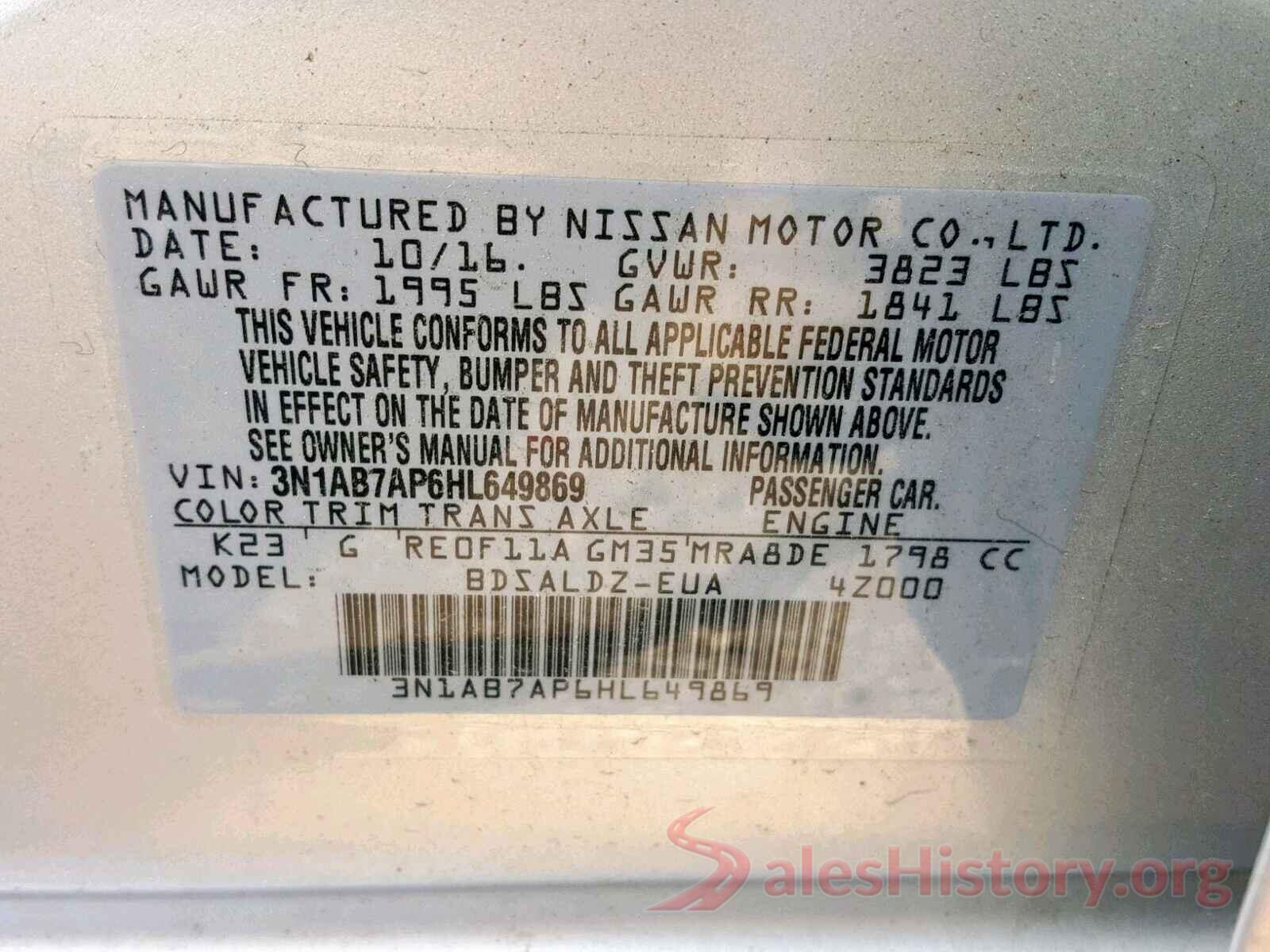 3N1AB7AP6HL649869 2017 NISSAN SENTRA