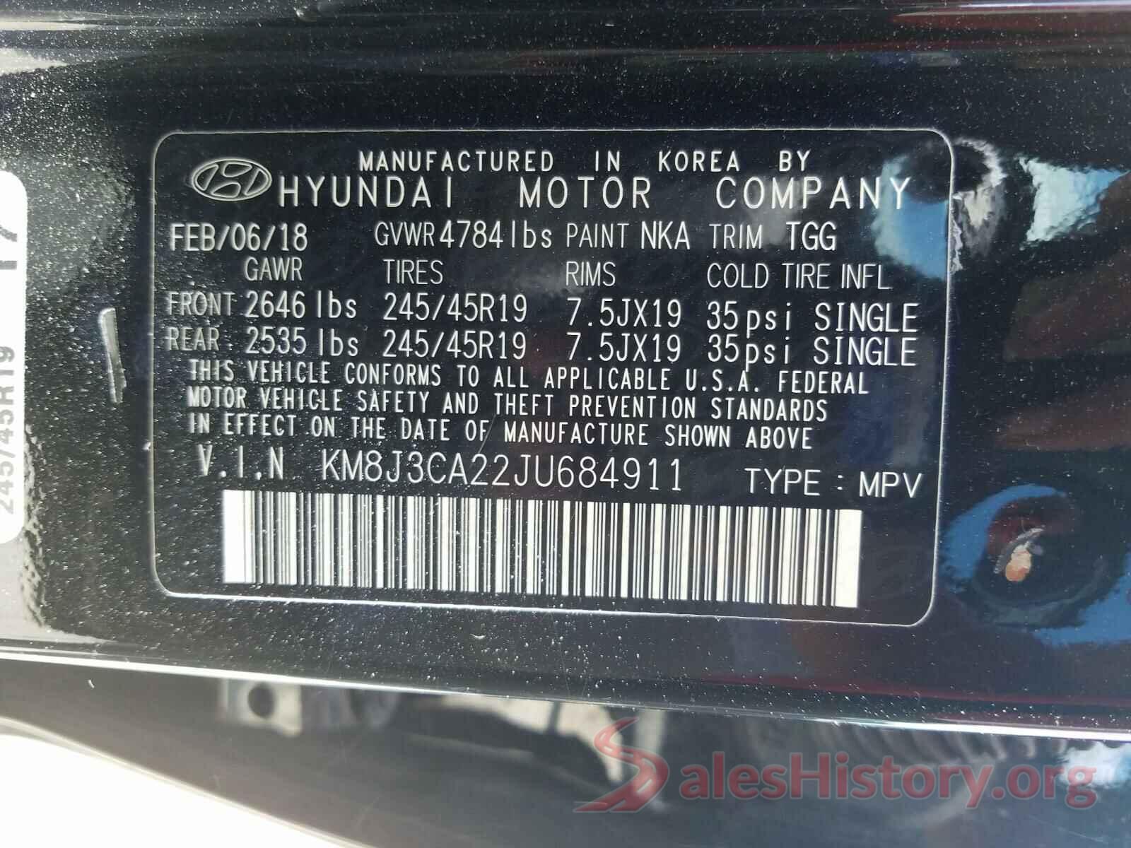 KM8J3CA22JU684911 2018 HYUNDAI TUCSON