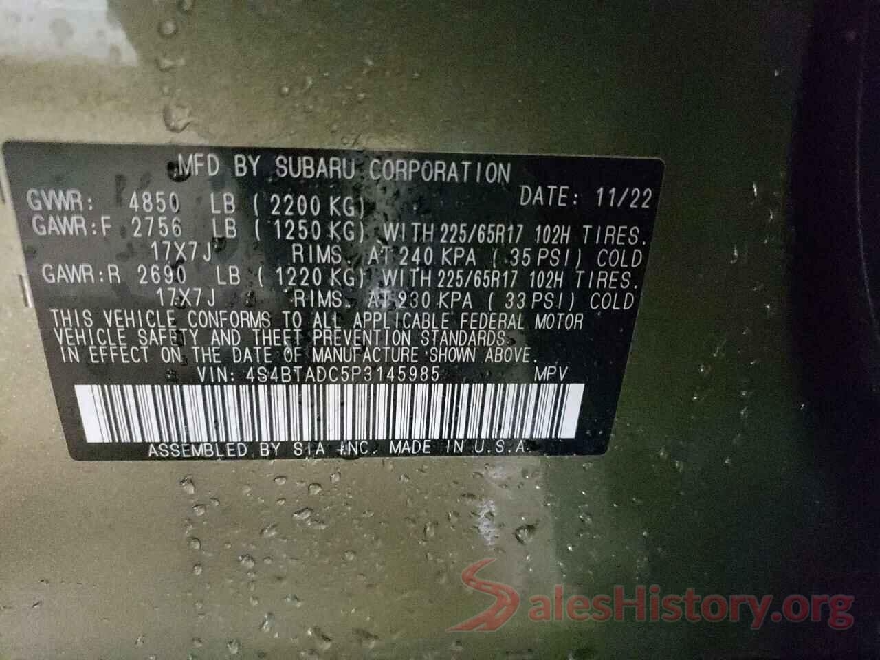 4S4BTADC5P3145985 2023 SUBARU OUTBACK