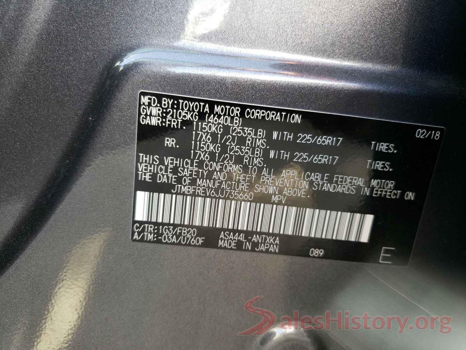 JTMBFREV6JJ735660 2018 TOYOTA RAV4