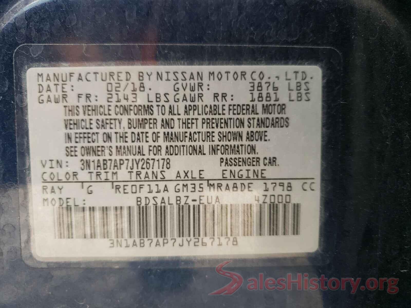 3N1AB7AP7JY267178 2018 NISSAN SENTRA