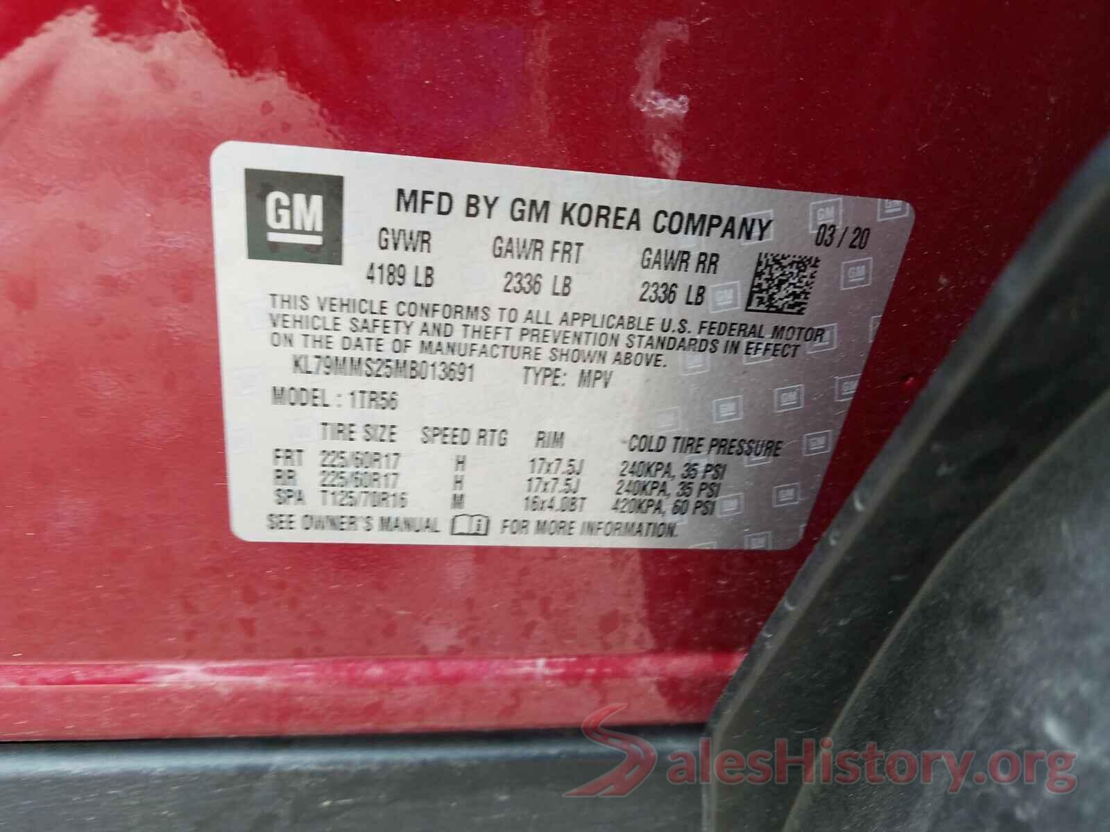 KL79MMS25MB013691 2021 CHEVROLET TRAILBLAZE