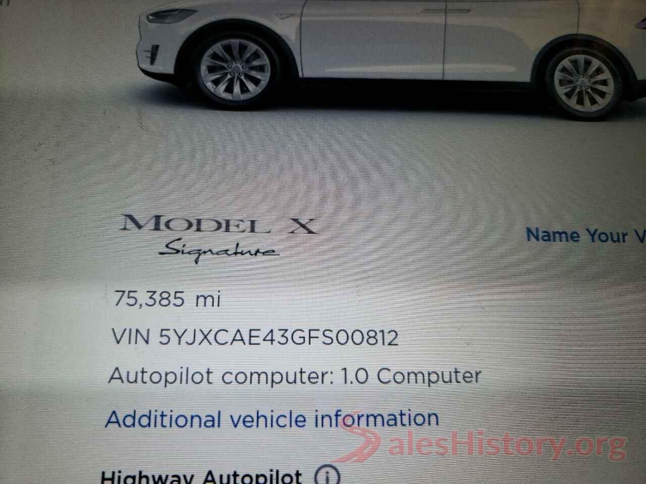 5YJXCAE43GFS00812 2016 TESLA MODEL X