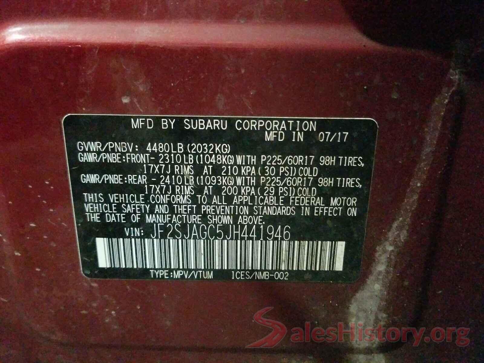 JF2SJAGC5JH441946 2018 SUBARU FORESTER