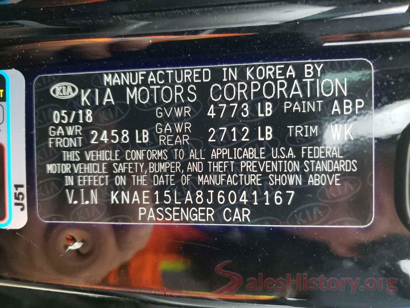 KNAE15LA8J6041167 2018 KIA STINGER